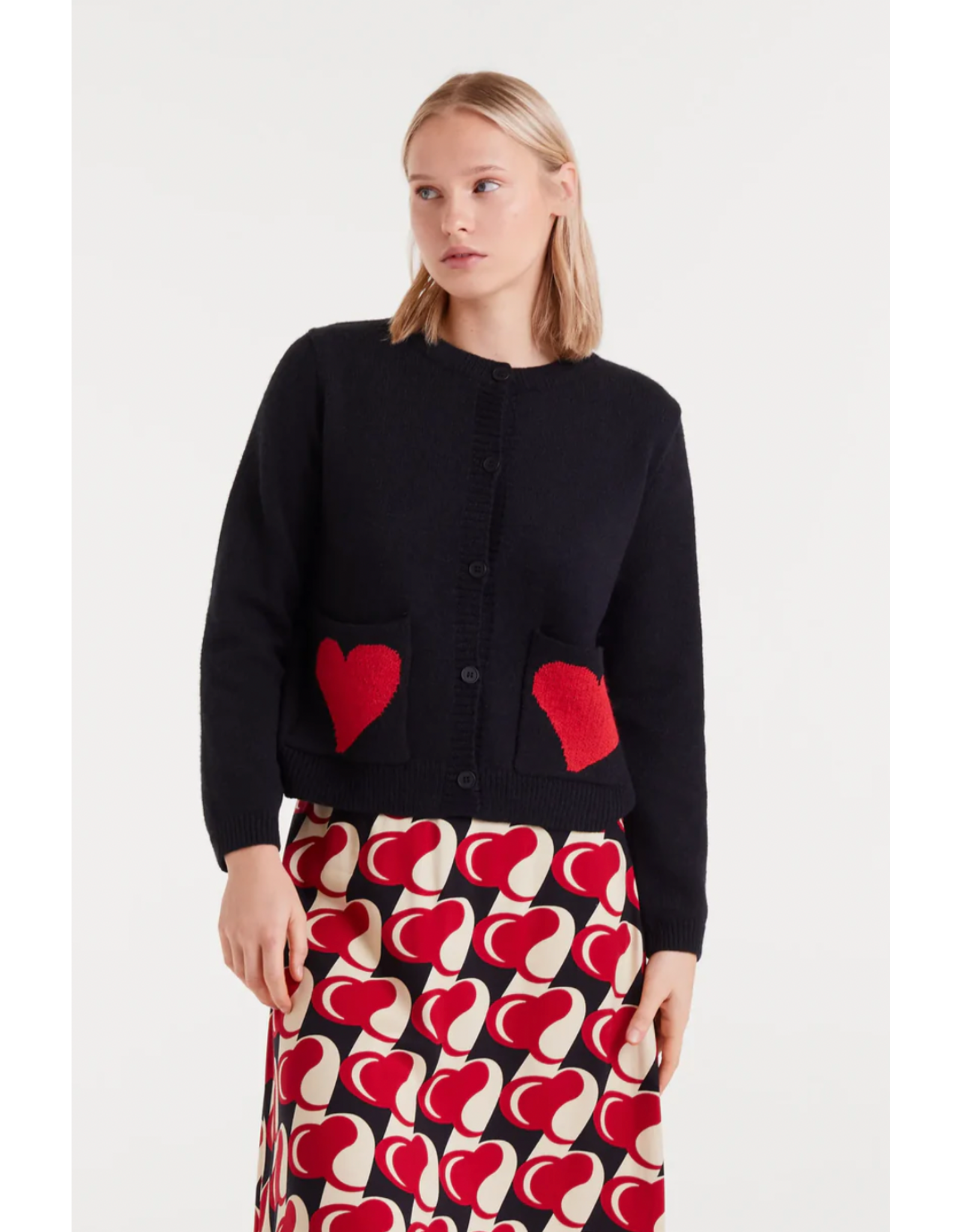 Compania Fantastica Compania Fantastica - Heart Attack Small Cardigan Jacquard (Black)