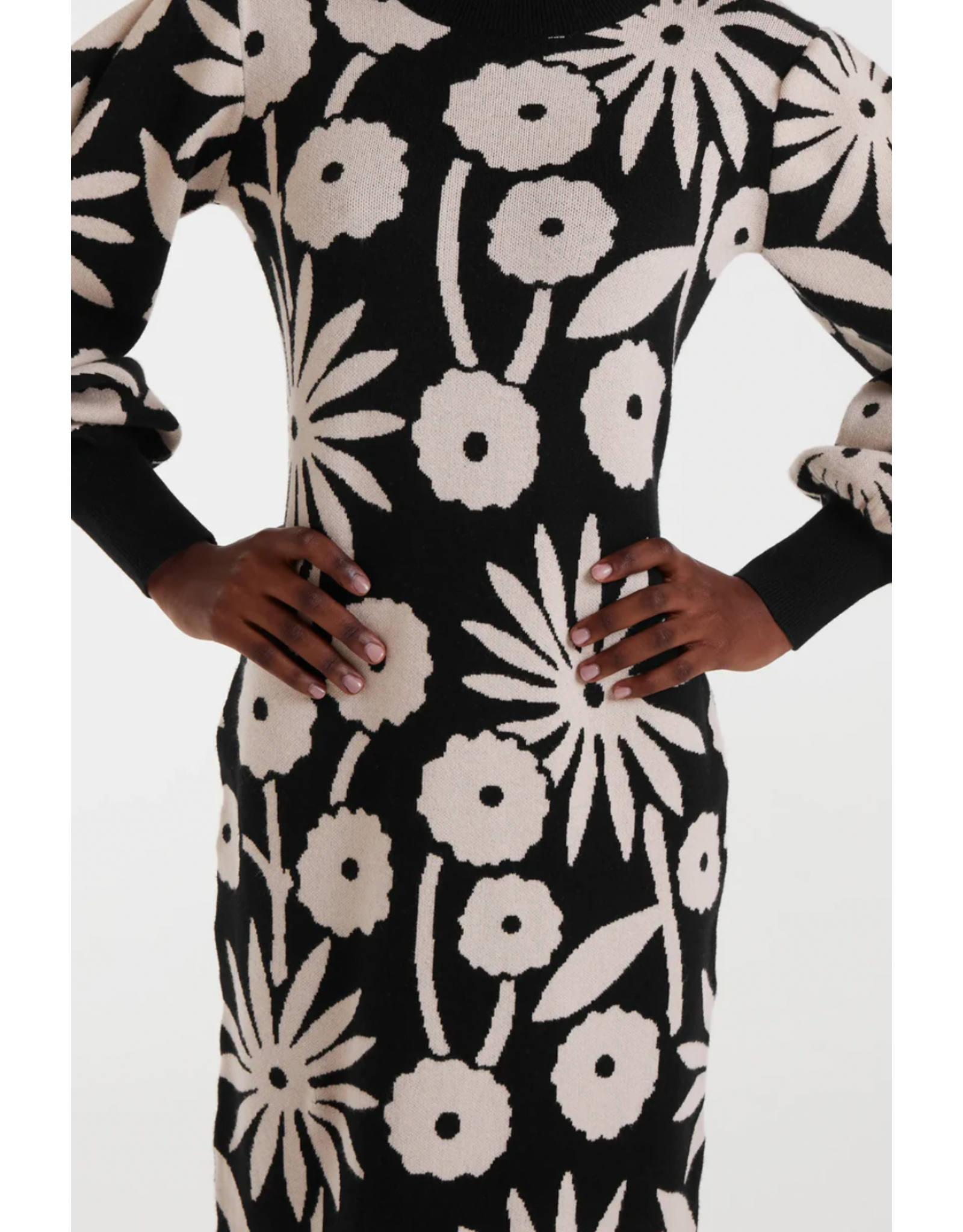 Compania Fantastica Compania Fantastica - Tofu Midi Dress Jacquard (Black / White)