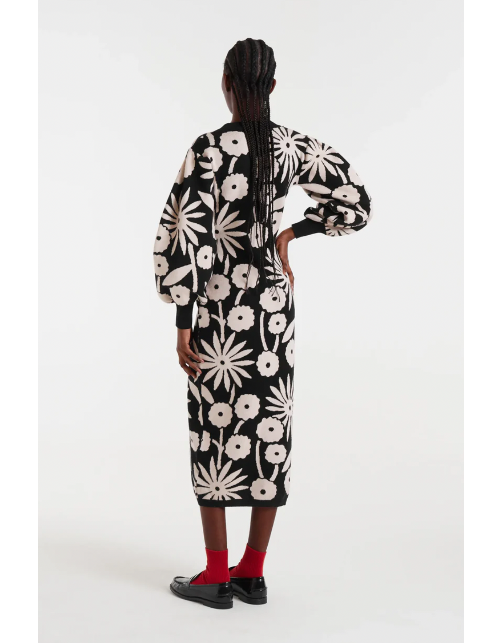 Compania Fantastica Compania Fantastica - Tofu Midi Dress Jacquard (Black / White)