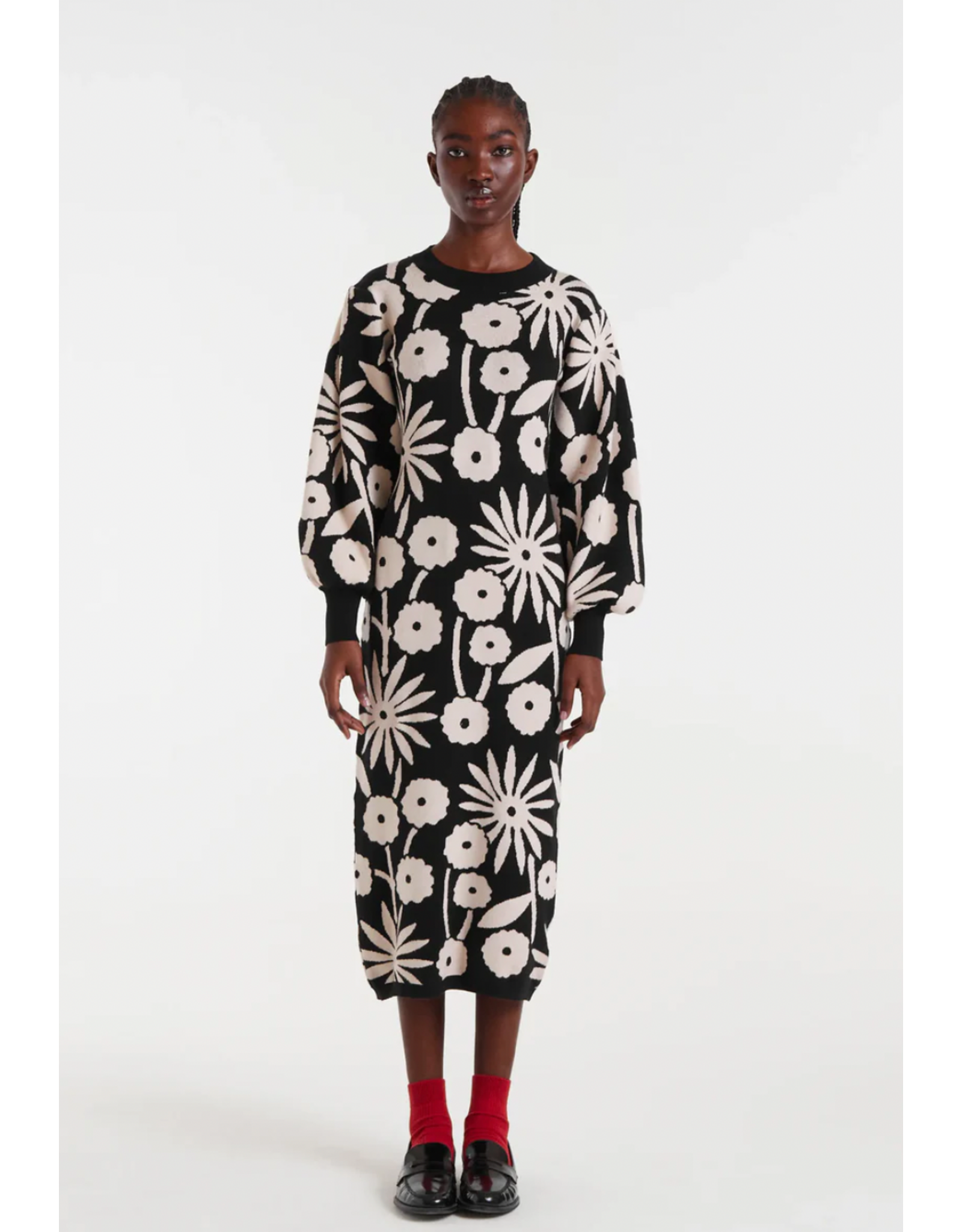 Compania Fantastica Compania Fantastica - Tofu Midi Dress Jacquard (Black / White)