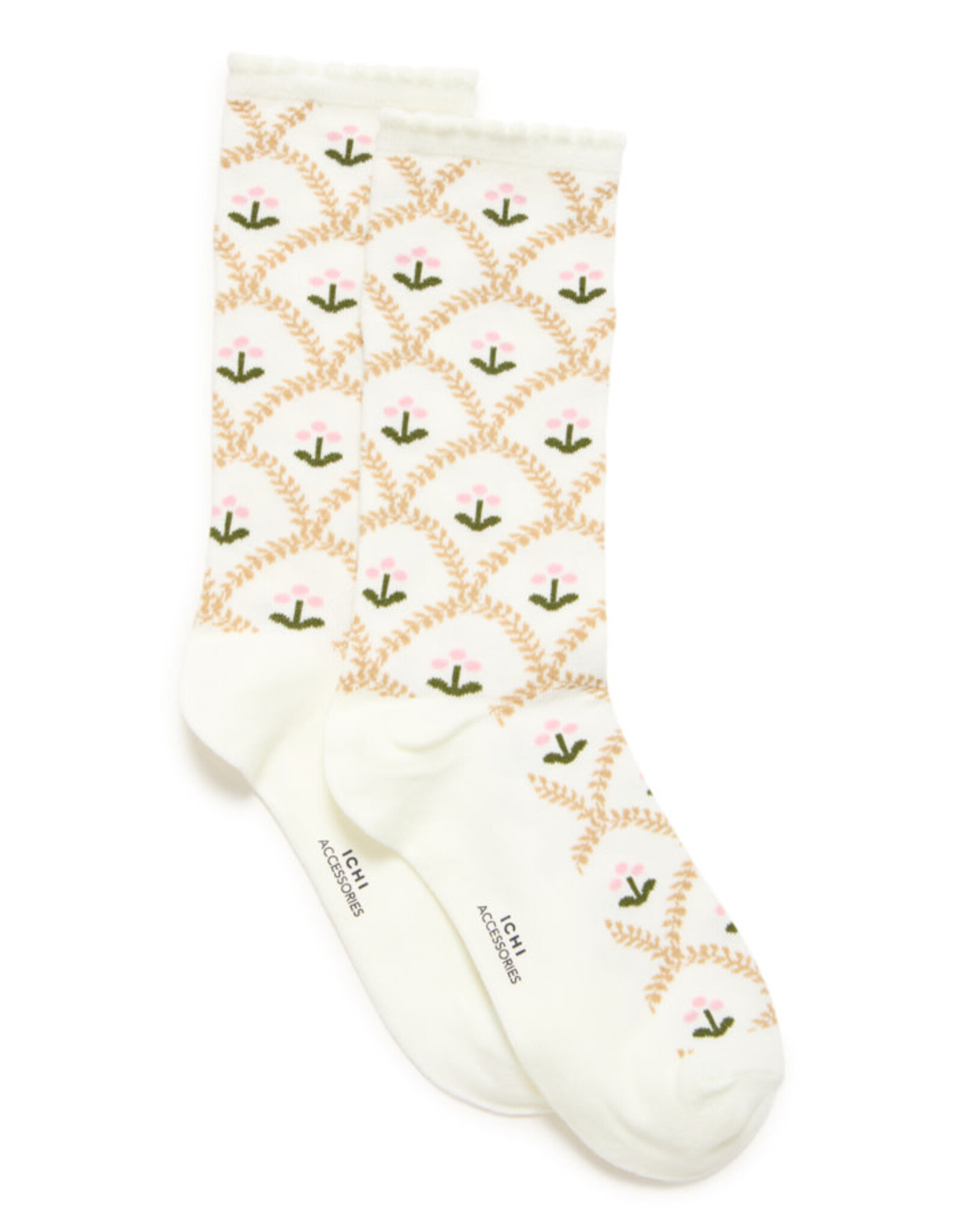 ICHI ICHI - Floral Socks (Travertine)