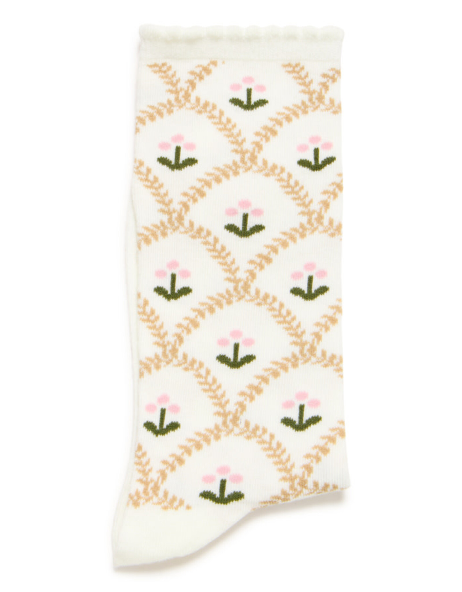 ICHI ICHI - Floral Socks (Travertine)