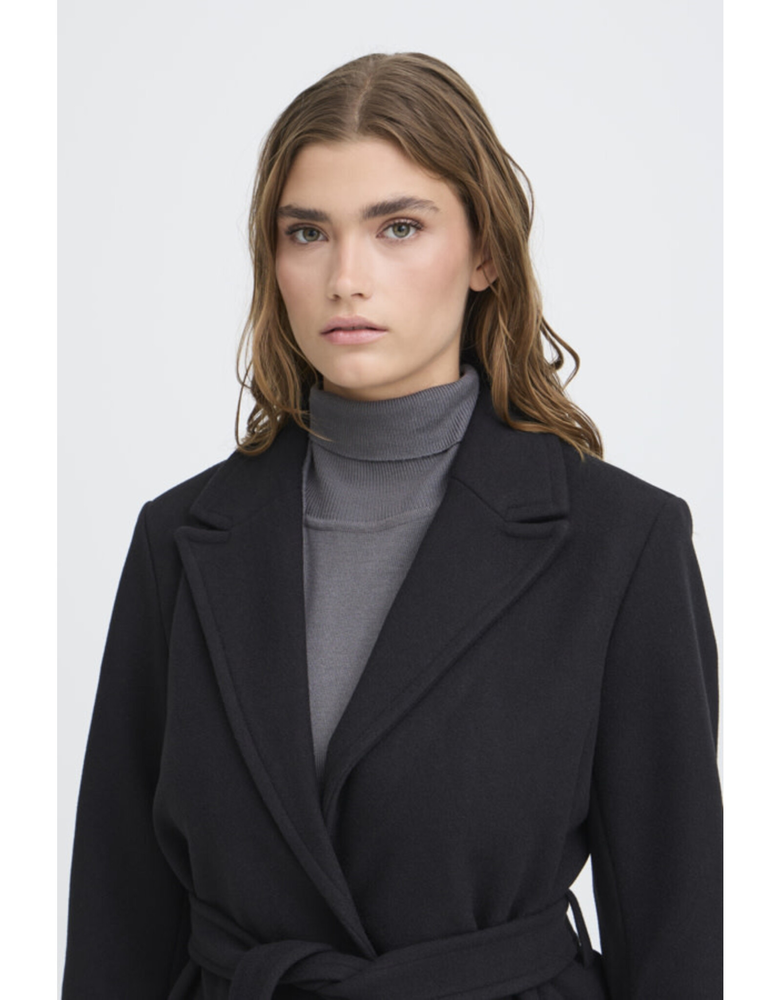 ICHI ICHI - Jannet Belted Long Coat (Black)