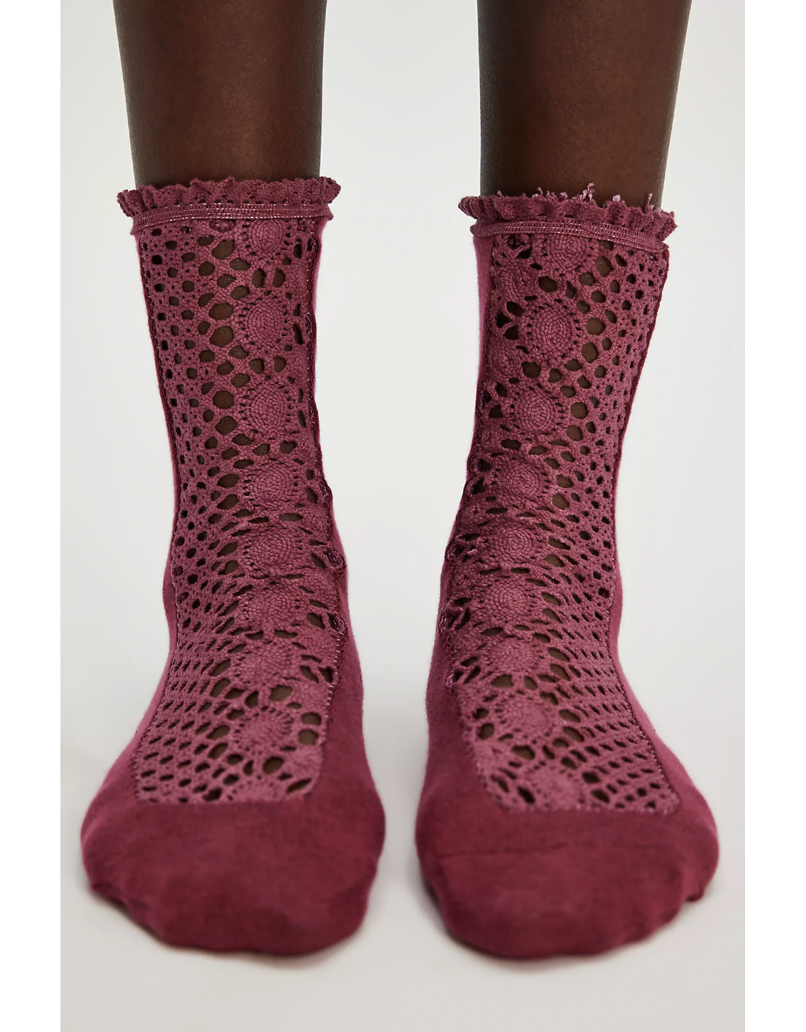 Free people Free People - Rubies Crochet Socks (Deep Sea Burgundy)
