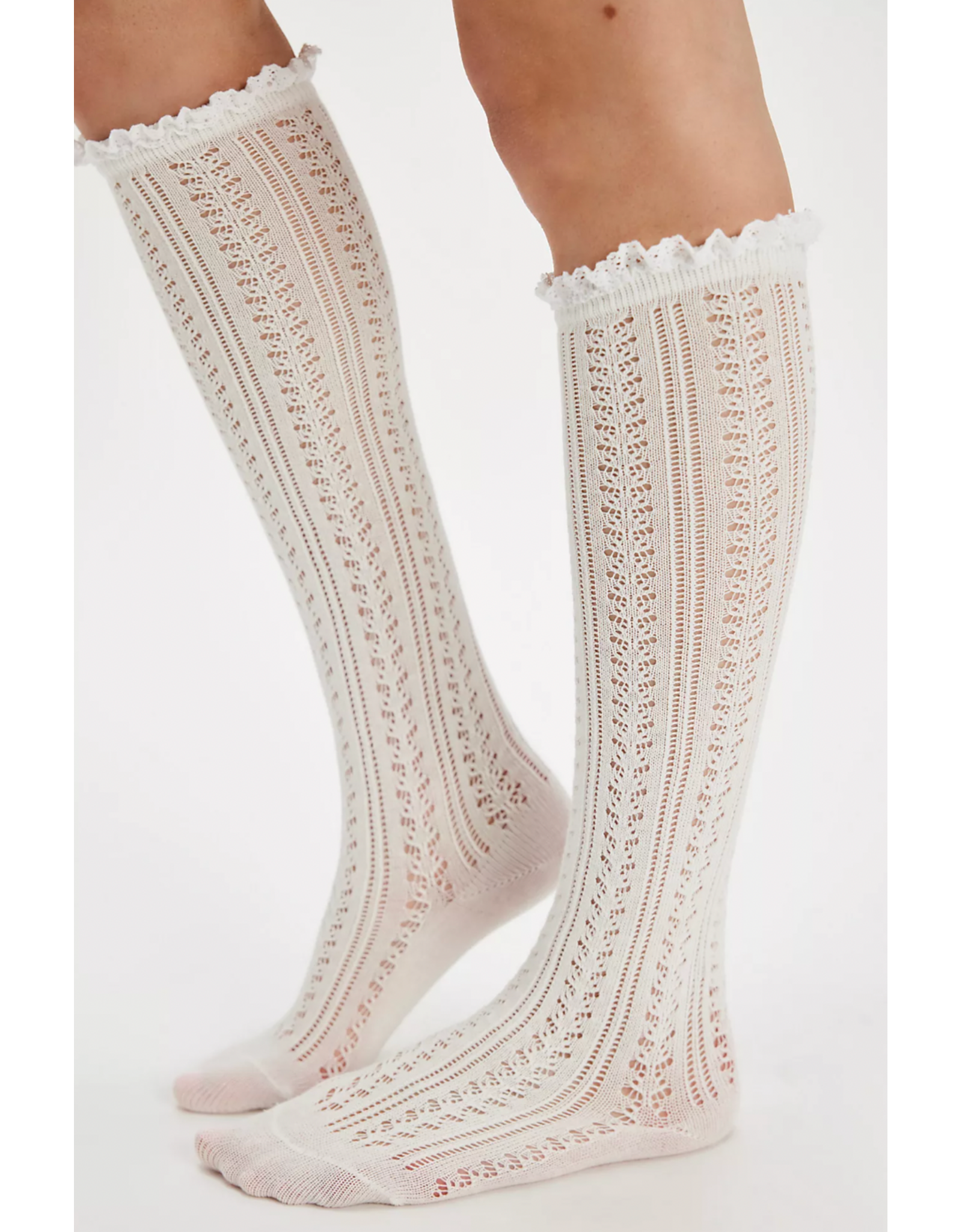 Free people Free People -  Misty Net Pointelle Tall Socks (Cream)