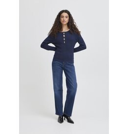 ICHI ICHI - Mafa Knit Top with Bow Details (Total Eclipse)