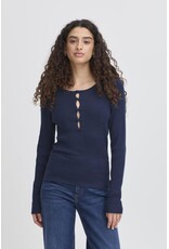 ICHI ICHI - Mafa Knit Top with Bow Details (Total Eclipse) ICHI ICHI - Mafa Knit Top with Bow Details (Total Eclipse)