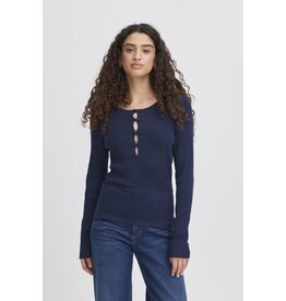 ICHI ICHI - Mafa Knit Top with Bow Details (Total Eclipse)