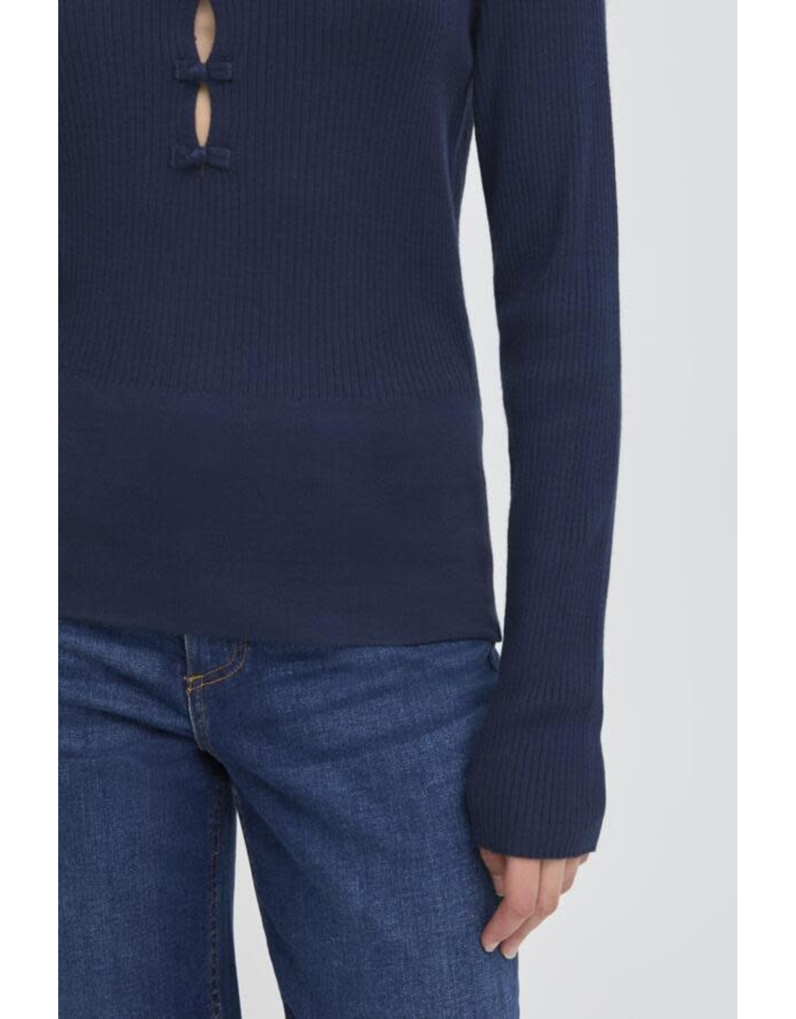 ICHI ICHI - Mafa Knit Top with Bow Details (Total Eclipse)