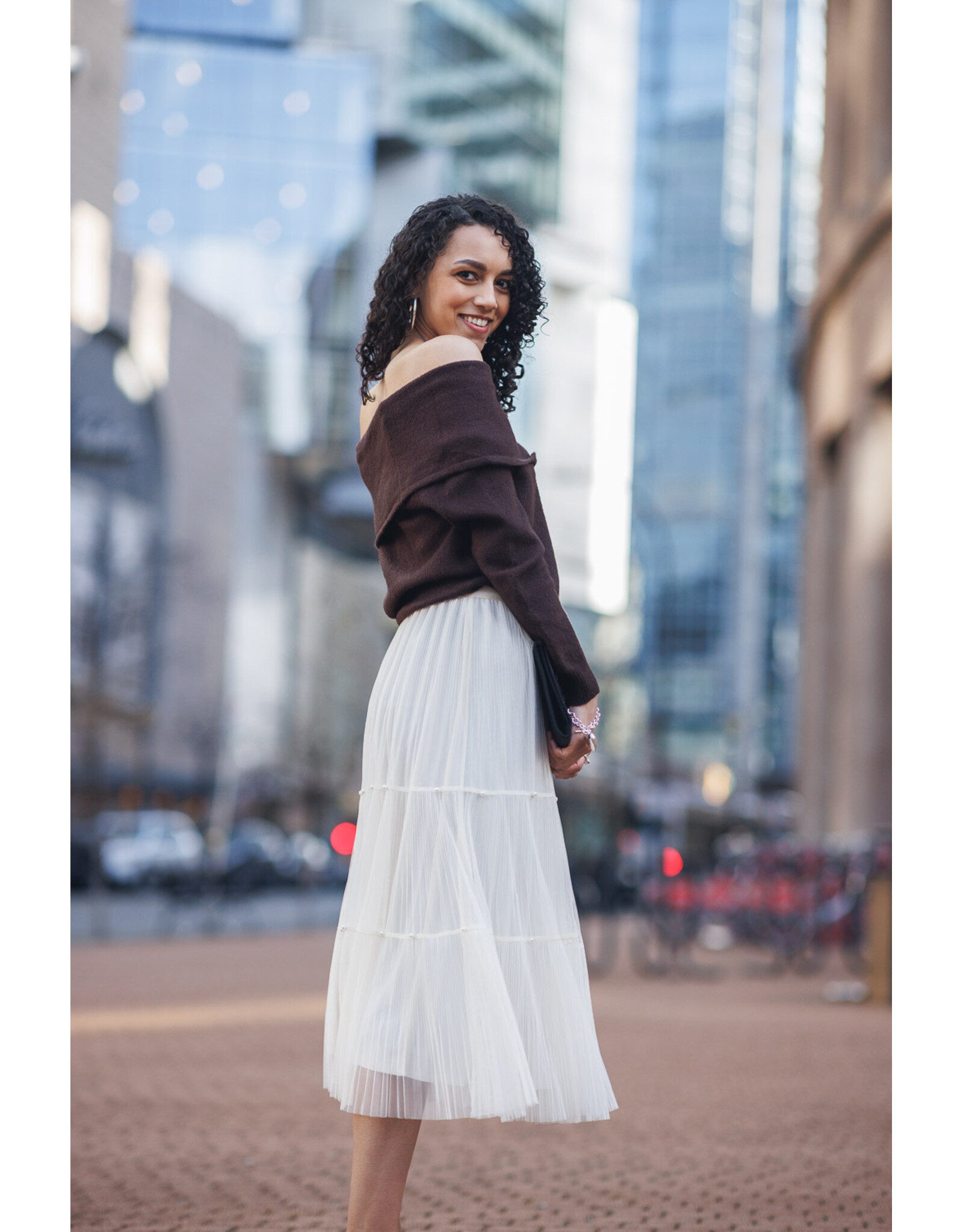 Papillon Papillon - Tiered Pleated Tulle Skirt (Cream)