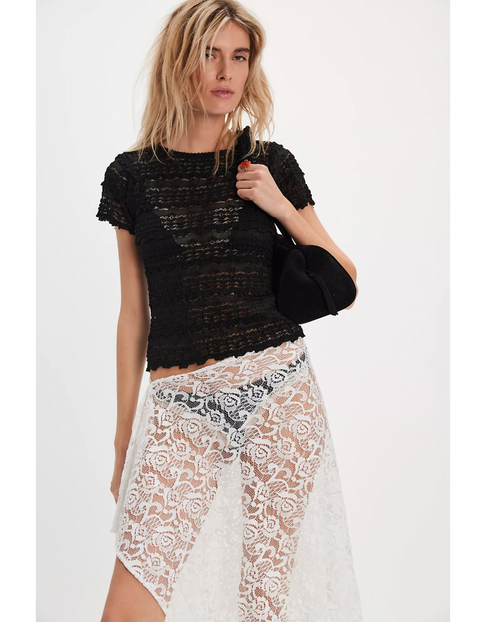 Free people Free People - Angelina Lace Tee (Black)