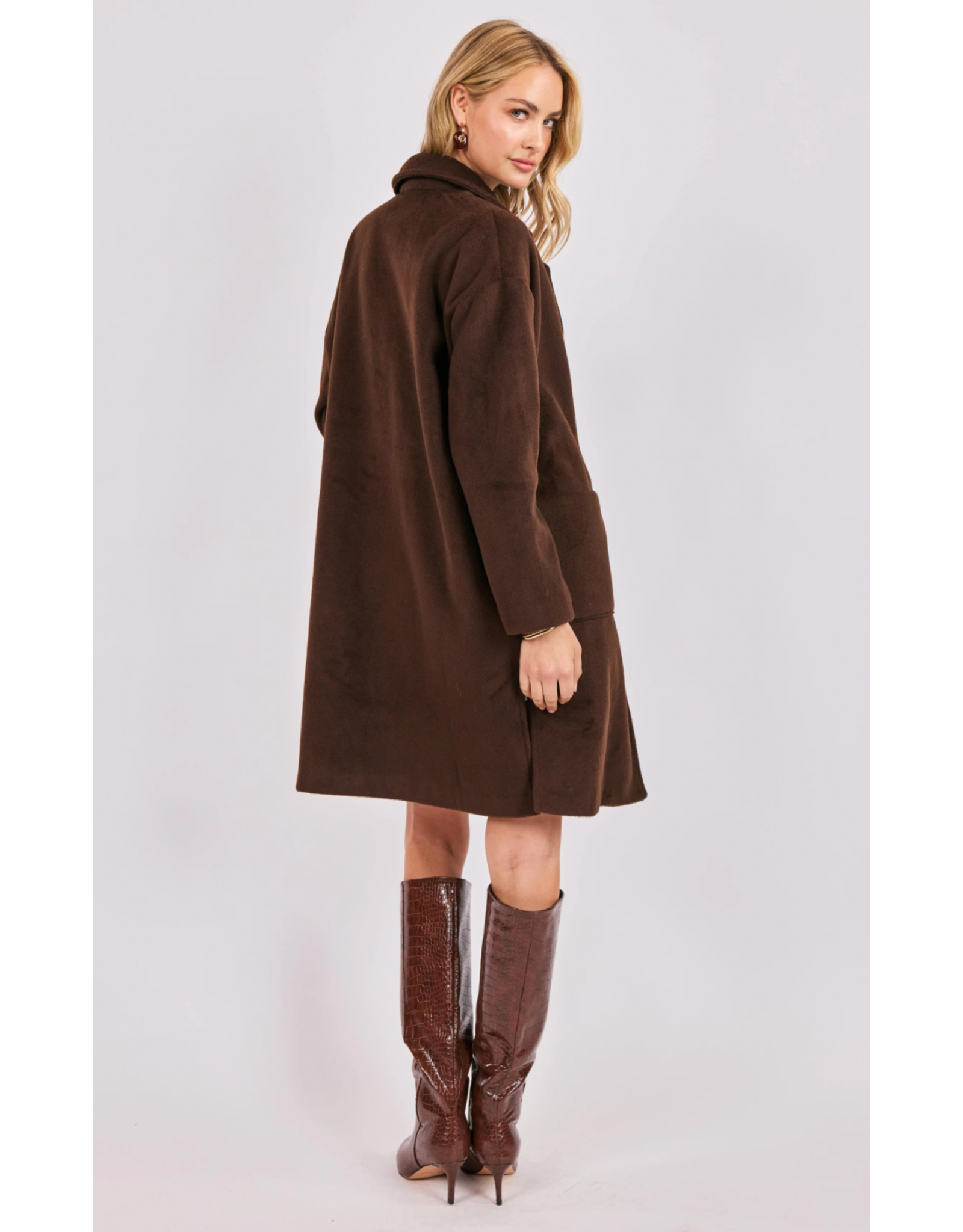Sadie & Sage Sadie & Sage - Livia Open Front Long Coat (Espresso)