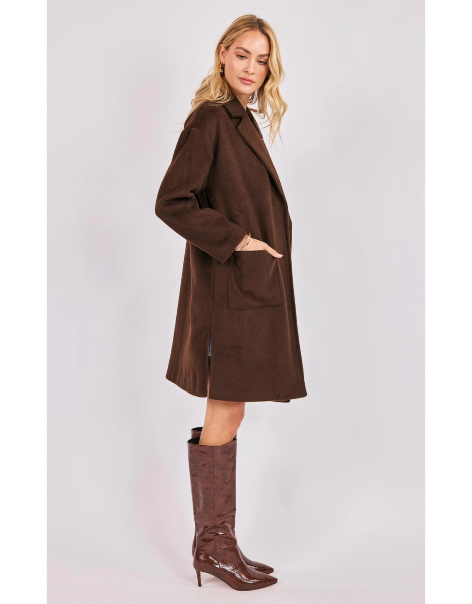 Sadie & Sage Sadie & Sage - Livia Open Front Long Coat (Espresso)