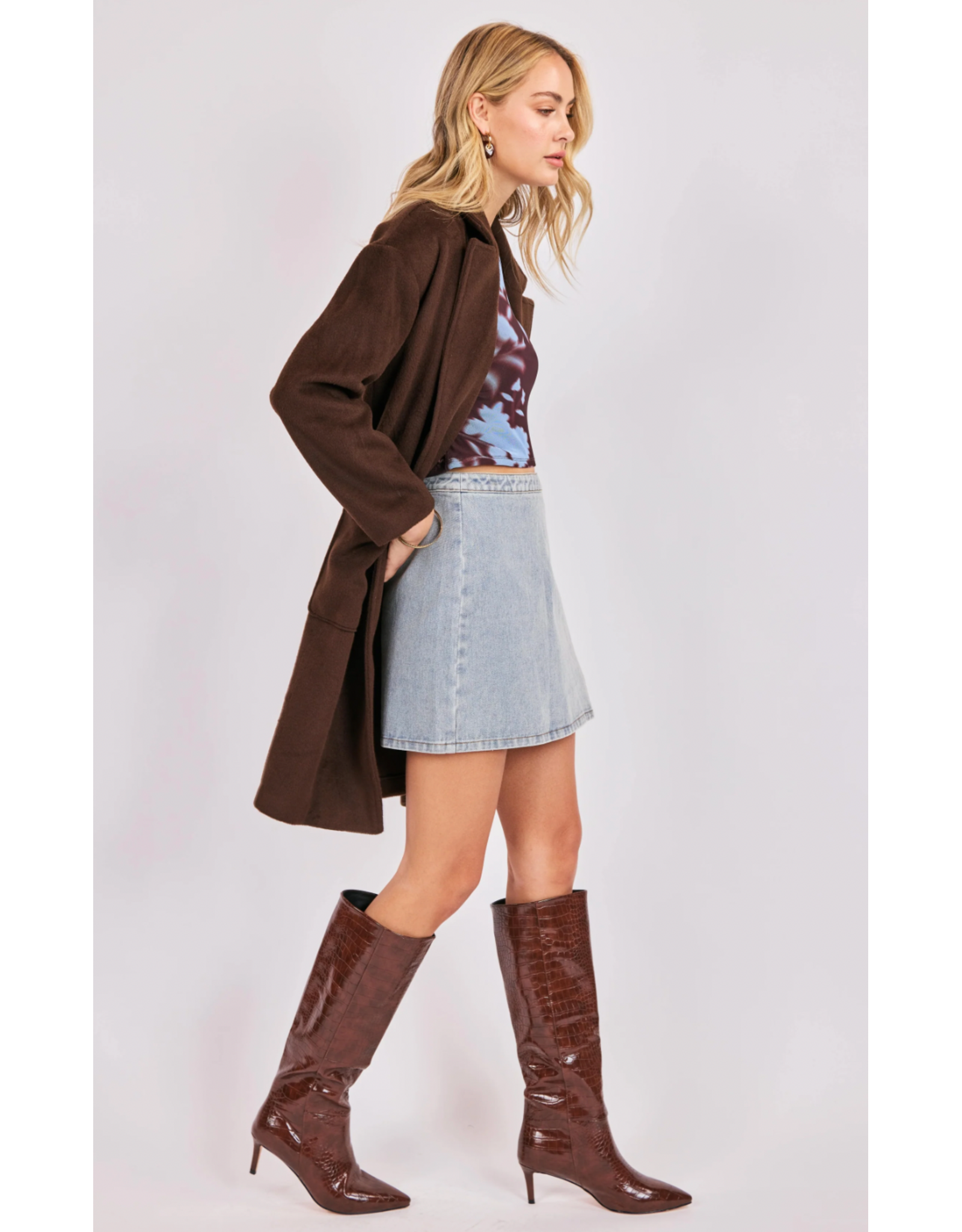 Sadie & Sage Sadie & Sage - Livia Open Front Long Coat (Espresso)