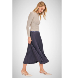 Sadie & Sage Sadie & Sage - Full of Charm Pleated Midi Skirt (Navy)