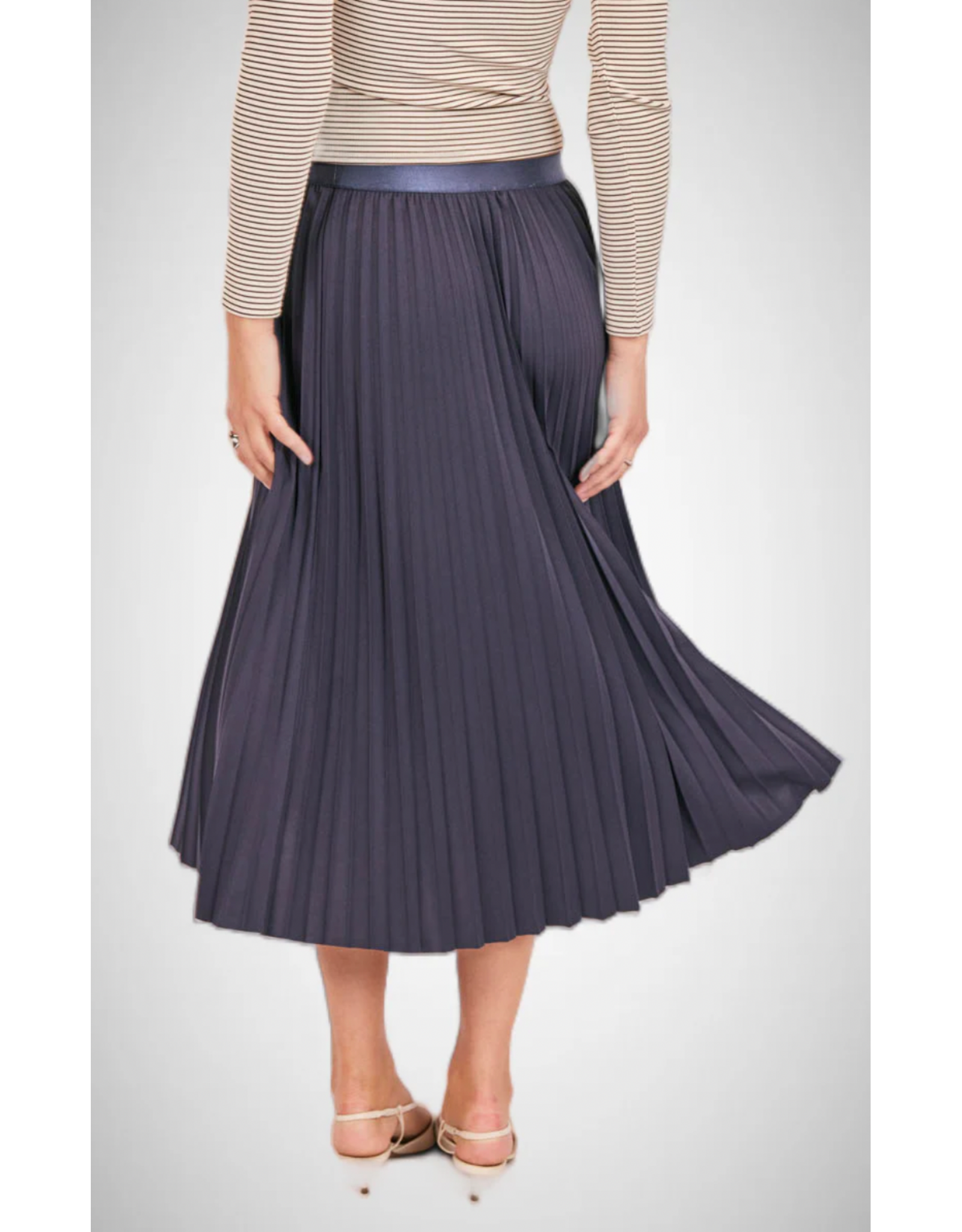 Sadie & Sage Sadie & Sage - Full of Charm Pleated Midi Skirt (Navy)