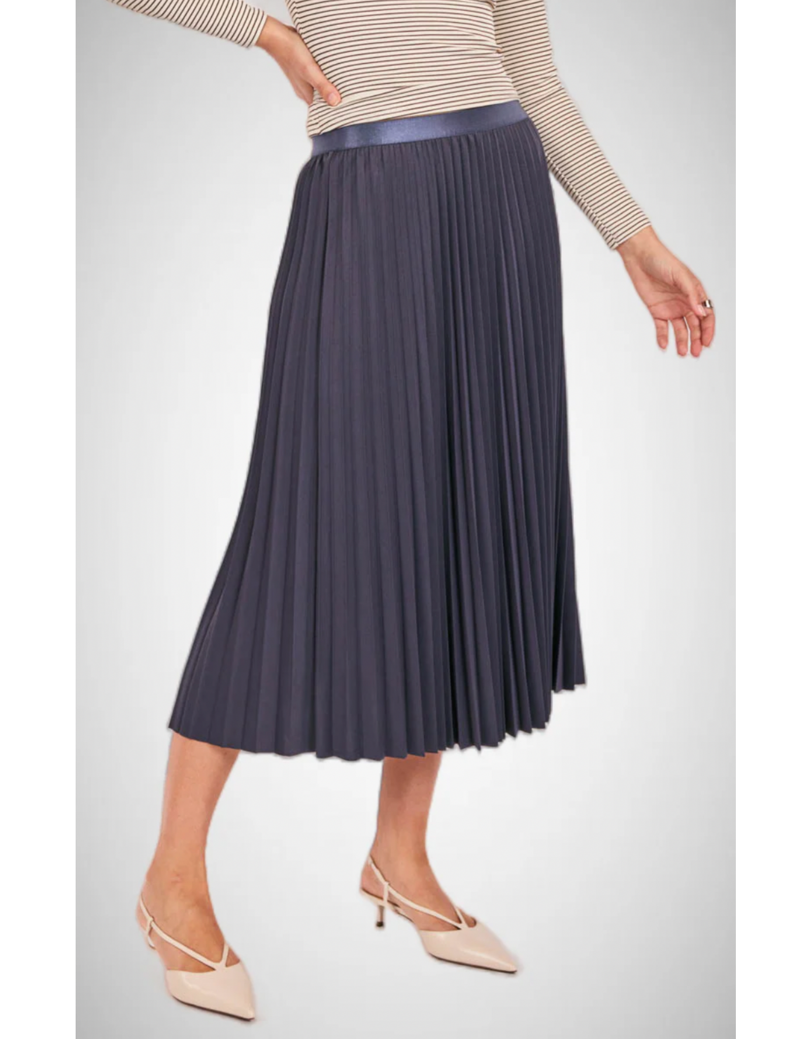 Sadie & Sage Sadie & Sage - Full of Charm Pleated Midi Skirt (Navy)