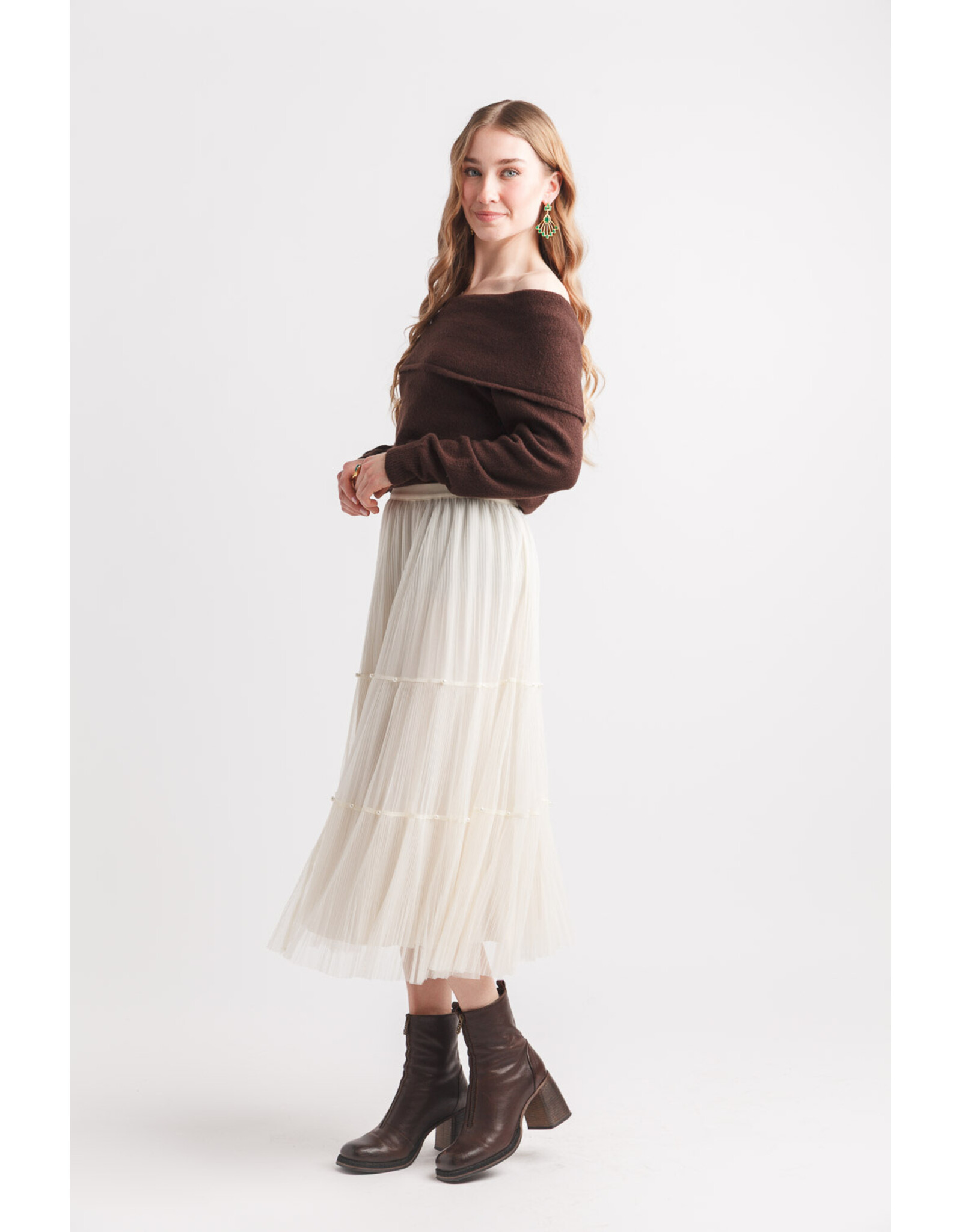Papillon Papillon - Off the Shoulder Sweater (Brown)