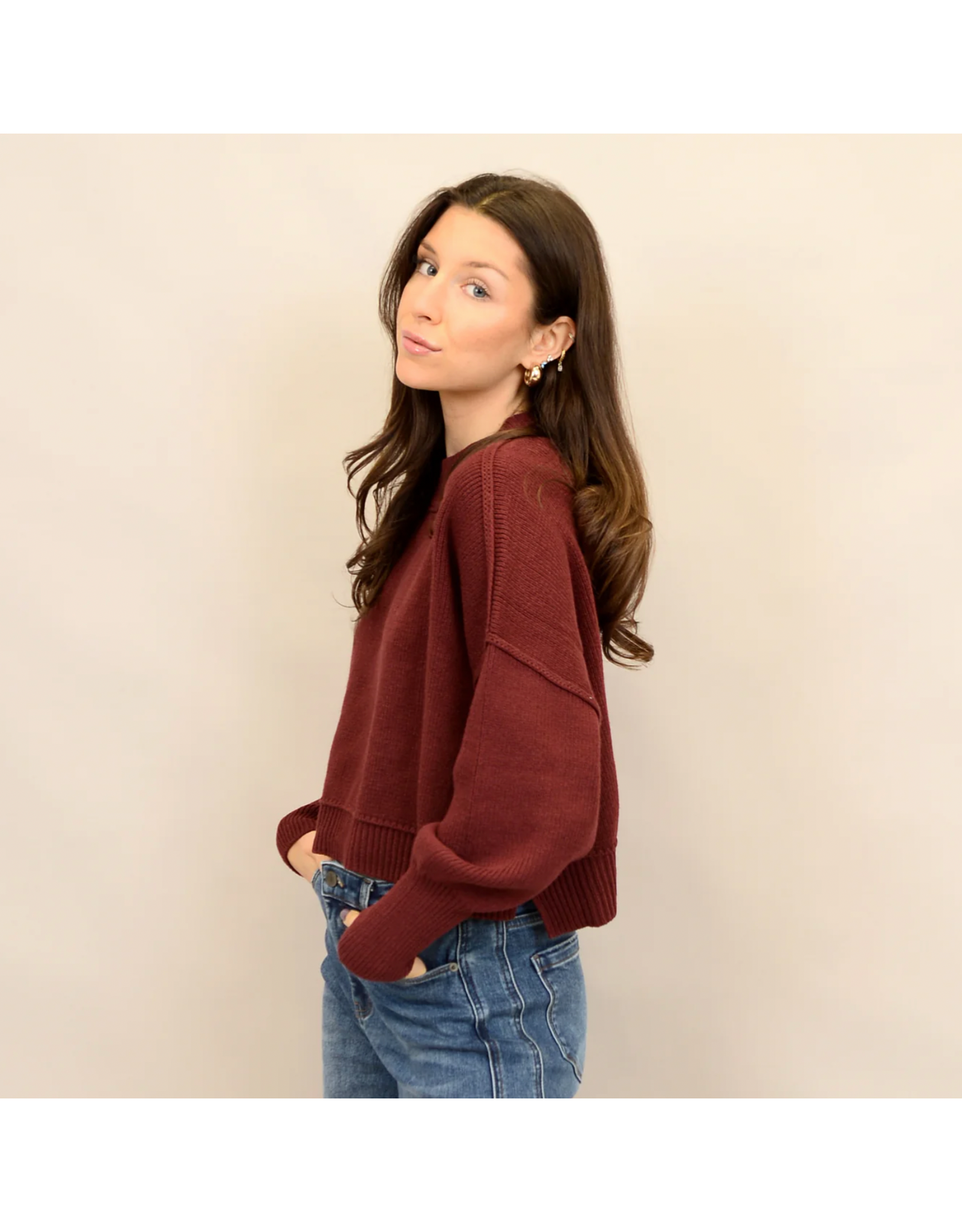 RD Style RD Style - Sumire Long Sleeve Crewneck Pullover (Oxblood)