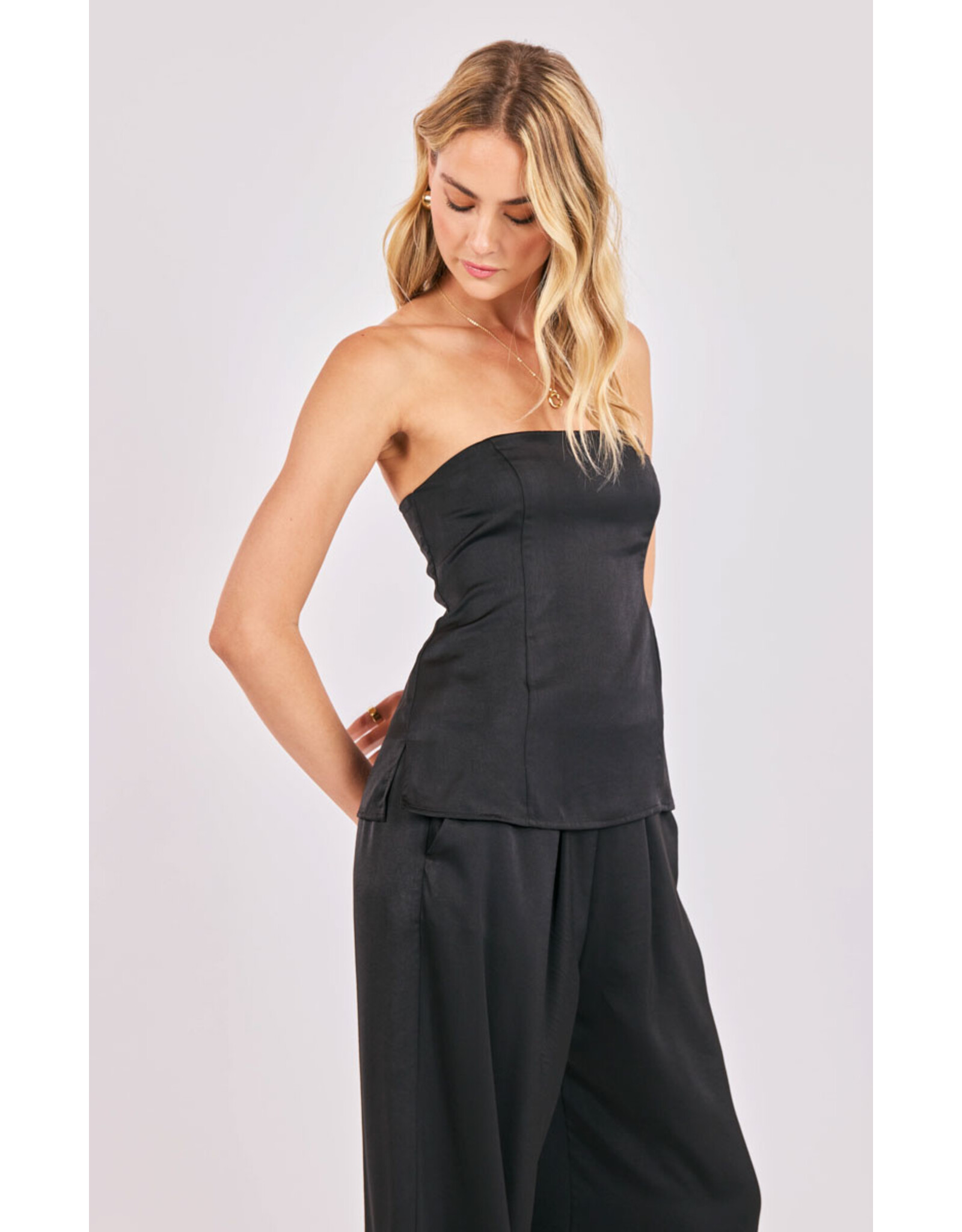 Sadie & Sage Sadie & Sage - Romy Satin Tube Top (Black)