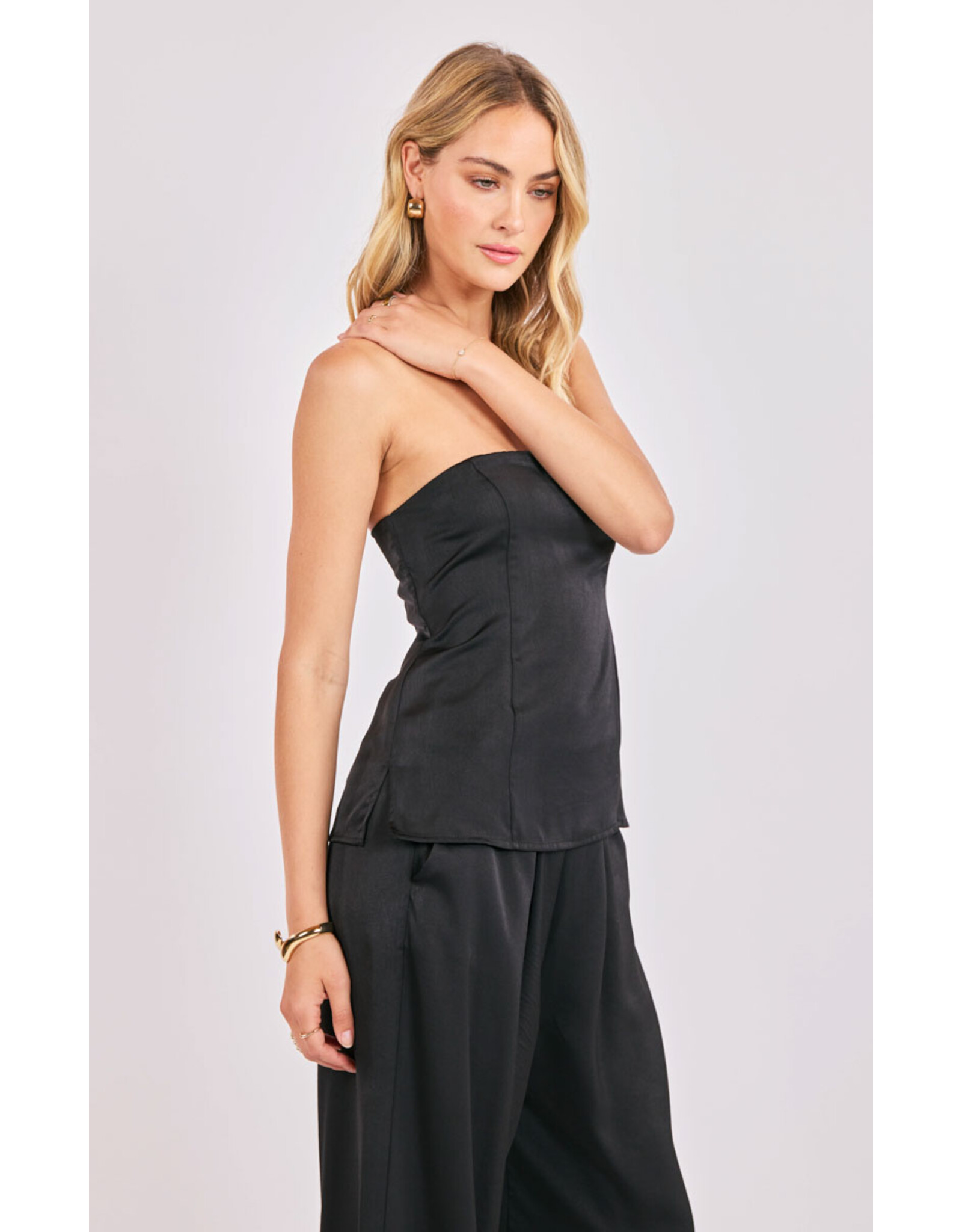 Sadie & Sage Sadie & Sage - Romy Satin Tube Top (Black)