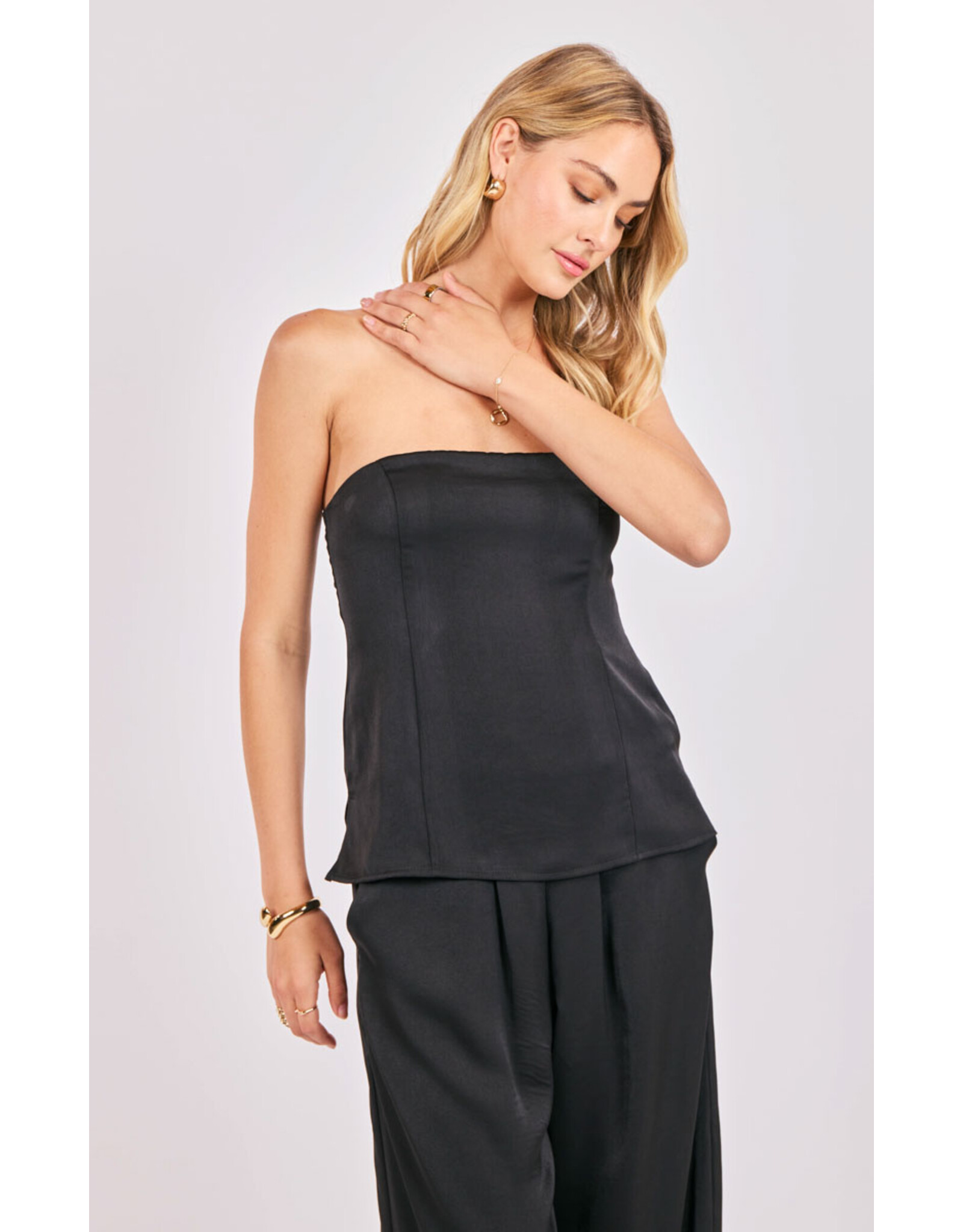 Sadie & Sage Sadie & Sage - Romy Satin Tube Top (Black)
