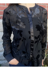 Papillon Papillon - Burnout Mesh Button Front Top (Black)