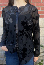 Papillon Papillon - Burnout Mesh Button Front Top (Black)