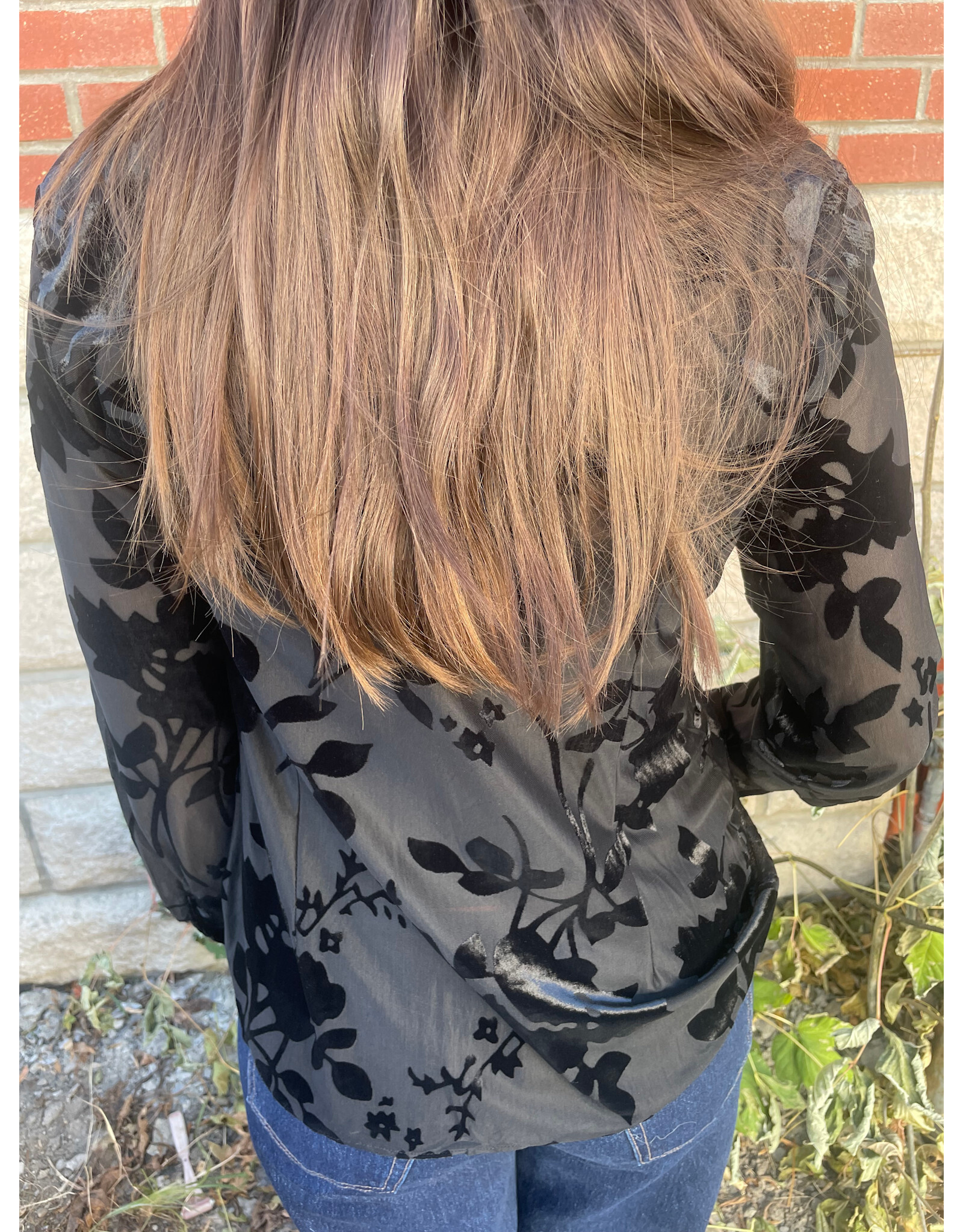 Papillon Papillon - Burnout Mesh Button Front Top (Black)