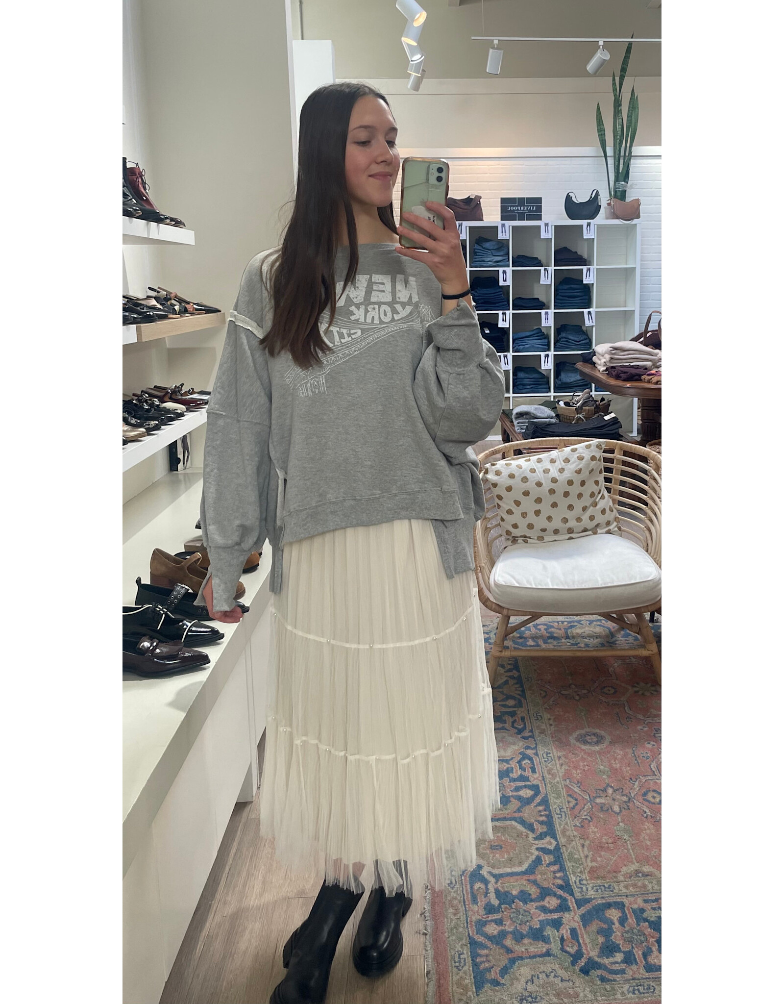 Papillon Papillon - Tiered Pleated Tulle Skirt (Cream)