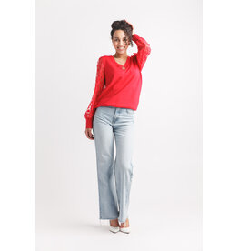 Papillon Papillon - V Neck Sweater with Polka Dot (Red)
