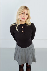 Molly Bracken Molly Bracken - Ribbed Sweater with Rosettes and Keyholes (Black)