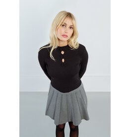 Molly Bracken Molly Bracken - Ribbed Sweater with Rosettes and Keyholes (Black)