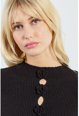Molly Bracken Molly Bracken - Ribbed Sweater with Rosettes and Keyholes (Black)