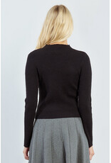 Molly Bracken Molly Bracken - Ribbed Sweater with Rosettes and Keyholes (Black)