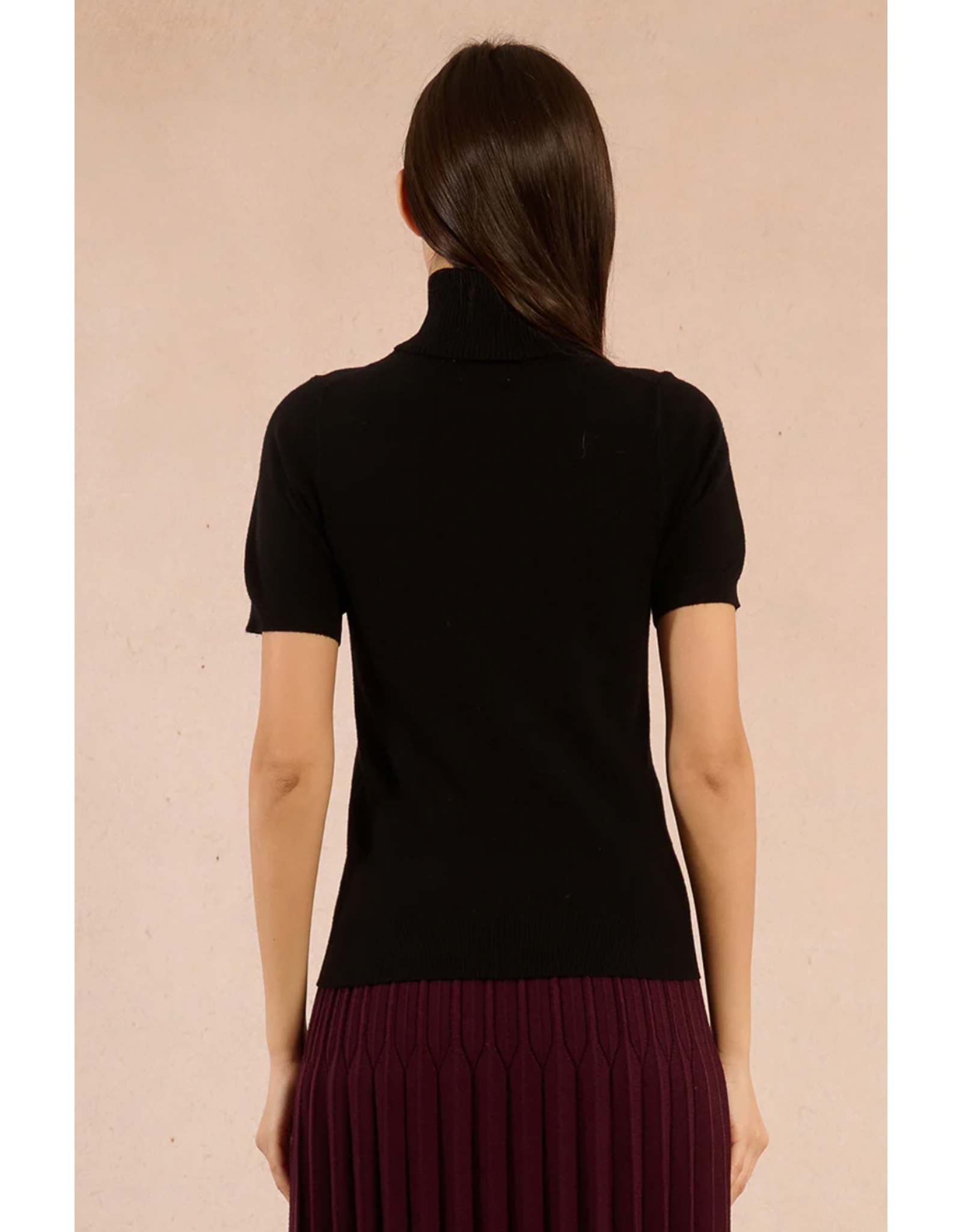 Molly Bracken Molly Bracken - Short Sleeve Turtleneck Sweater (Black)