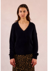 Molly Bracken Molly Bracken -  Lace  V Neck Sweater (Black)