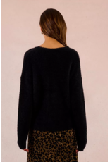 Molly Bracken Molly Bracken -  Lace  V Neck Sweater (Black)