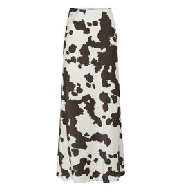 ICHI ICHI - Xendra Long Satin Skirt (Cloud Dancer - Cow Print)