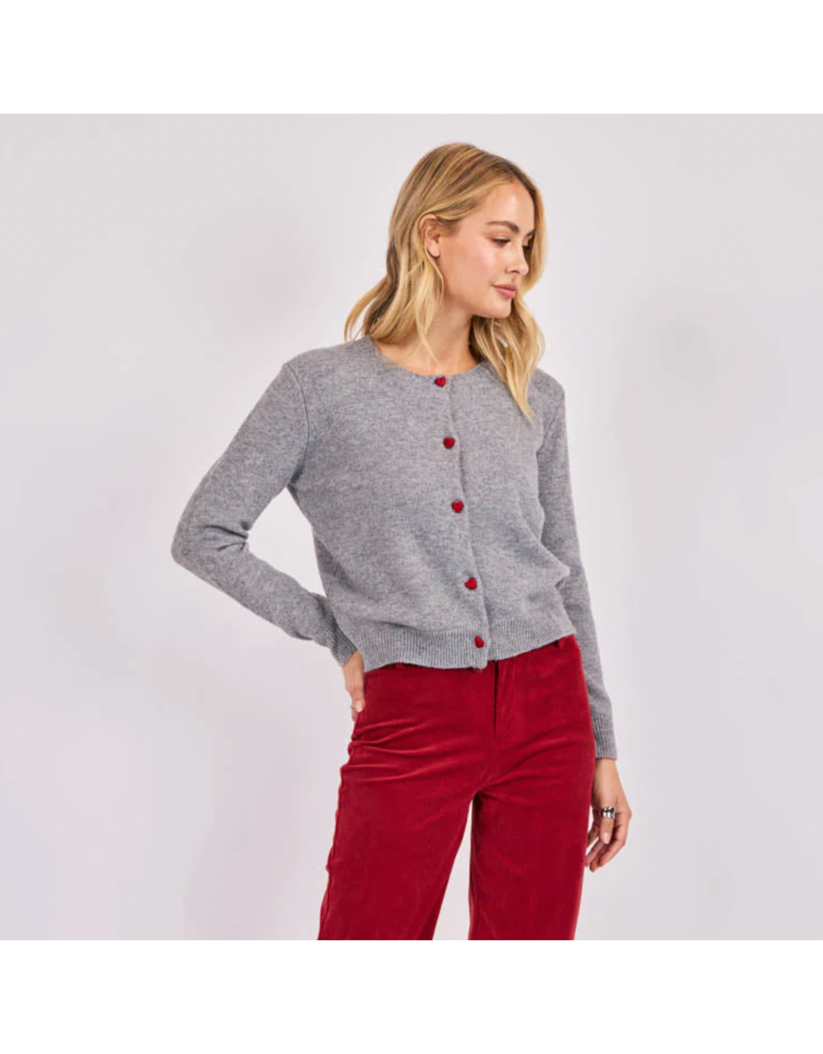 Sadie & Sage Sadie & Sage - Leighton Heart Button Cardi (Grey)