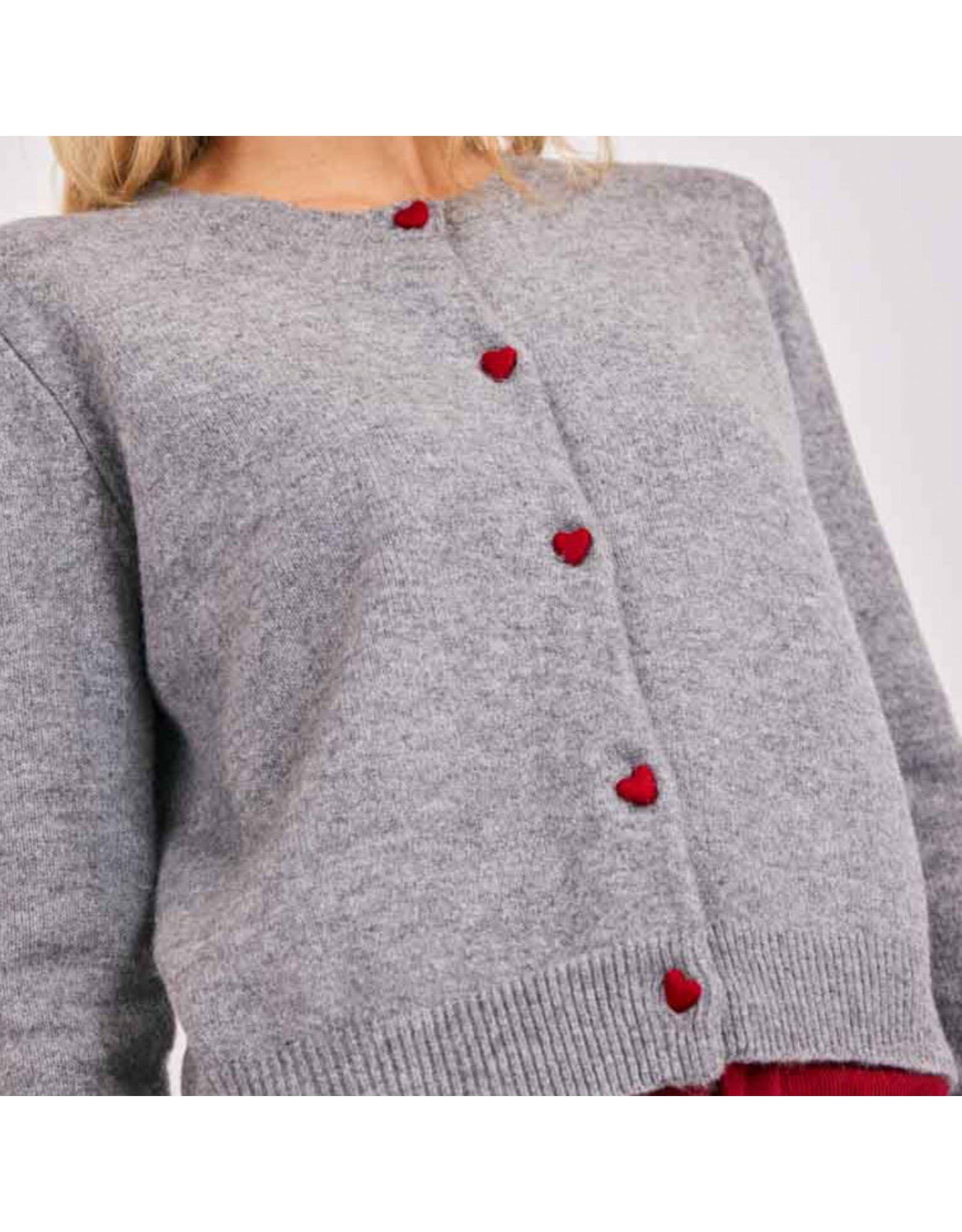 Sadie & Sage Sadie & Sage - Leighton Heart Button Cardi (Grey)