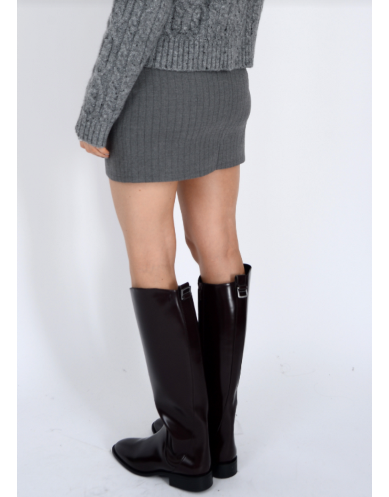RD Style RD Style - Mara Mini Skirt  with Front Slit (Grey Black)