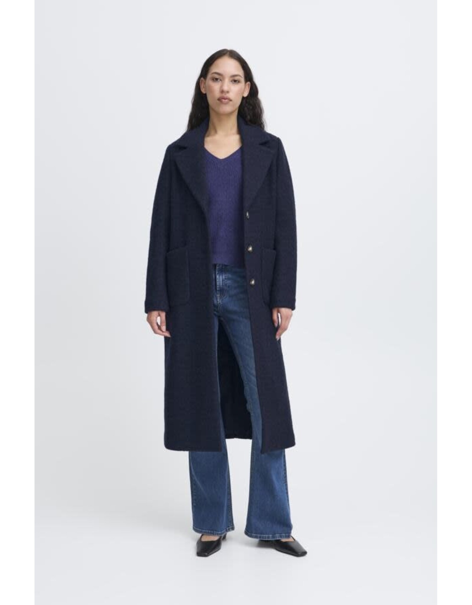 ICHI ICHI - Stipa Long Coat (Dark Navy)
