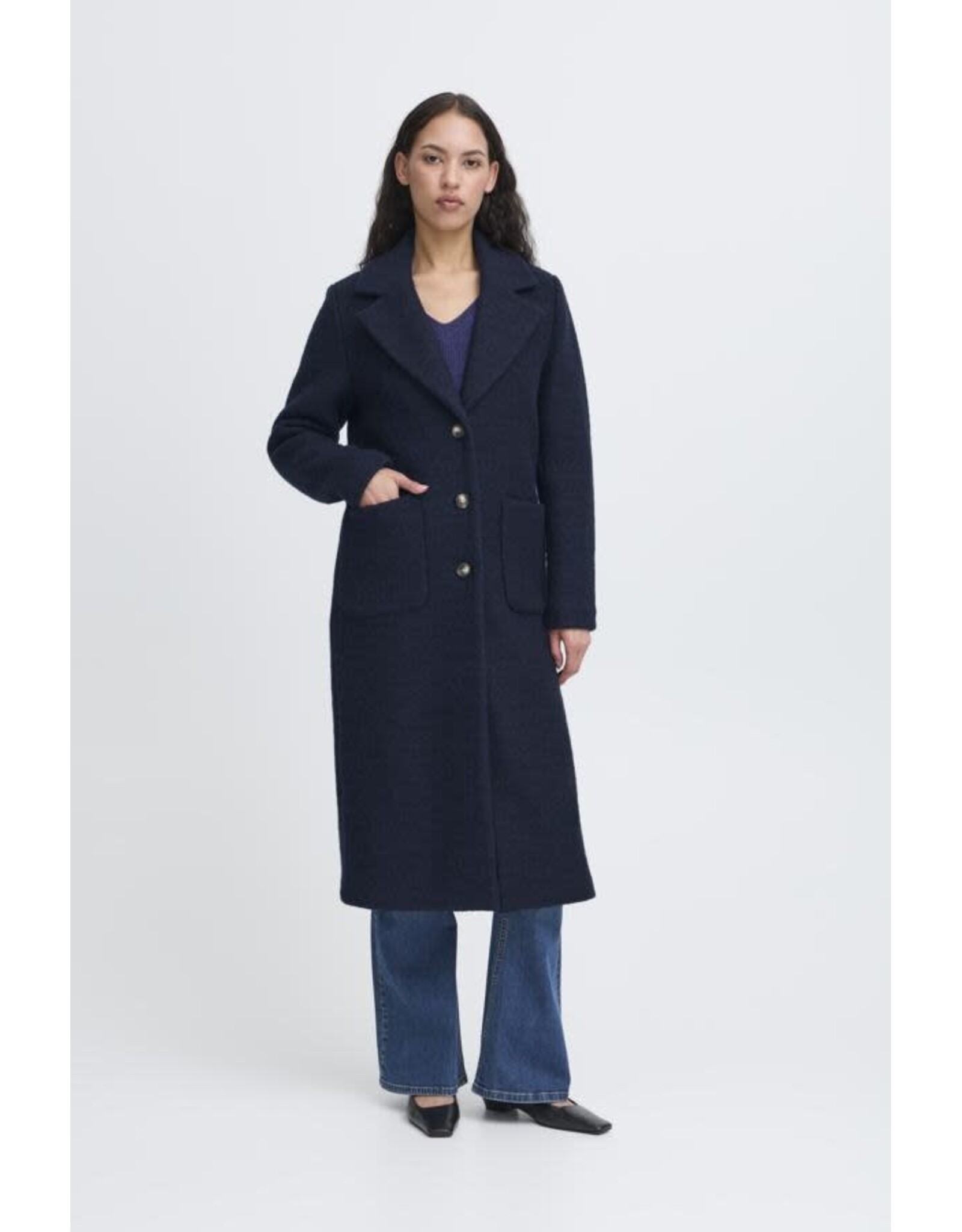 ICHI ICHI - Stipa Long Coat (Dark Navy)