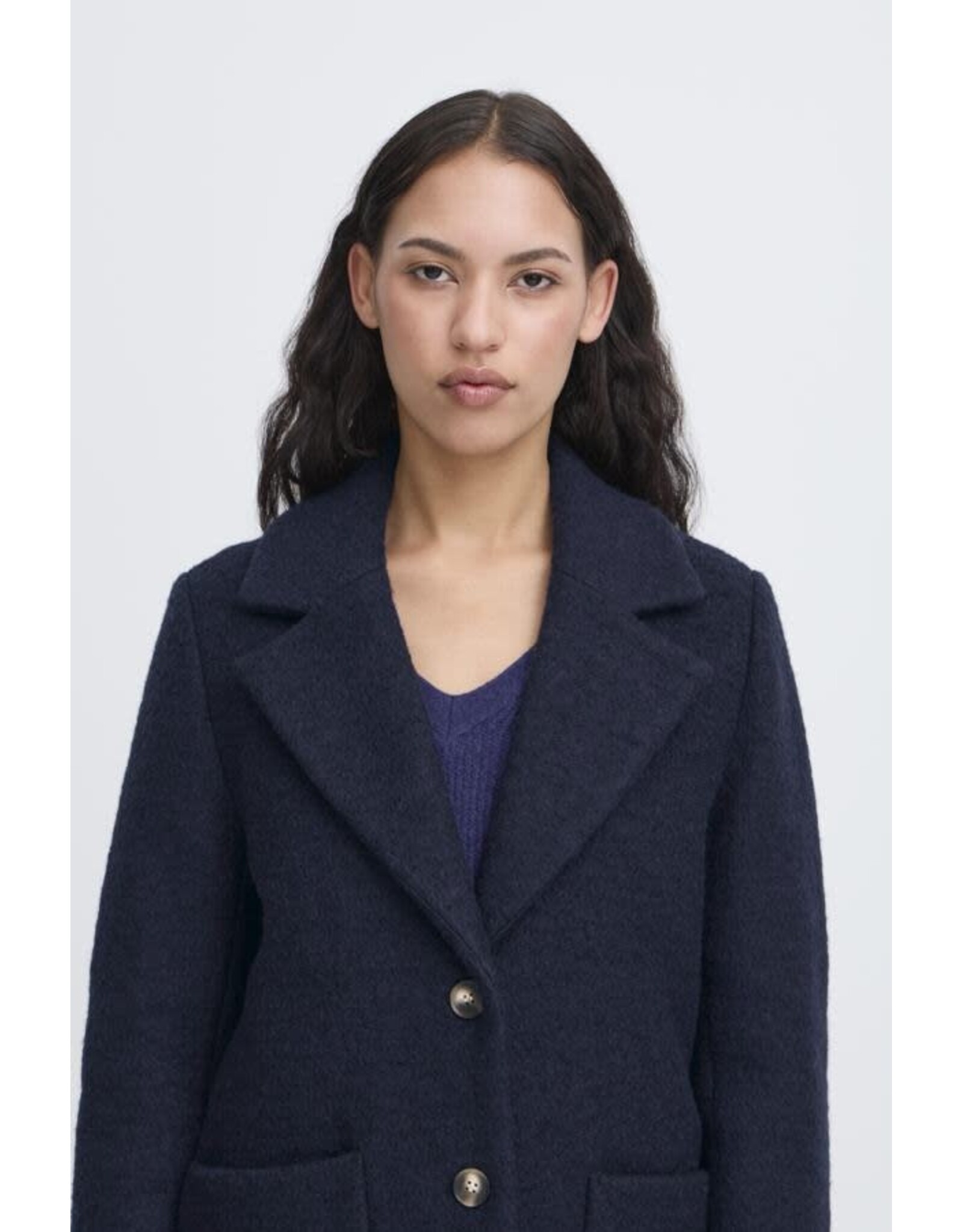 ICHI ICHI - Stipa Long Coat (Dark Navy)