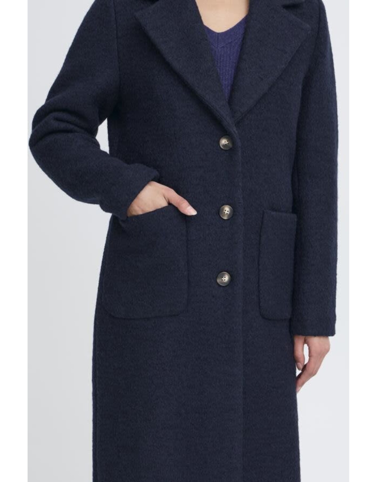 ICHI ICHI - Stipa Long Coat (Dark Navy)
