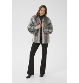 Kaffe Kaffe - Solana Faux Fur Coat (Grey / Brown Fur)
