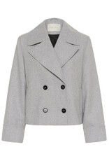 Kaffe Kaffe - Julia Cropped Double Breasted Coat (Light Grey Melange)