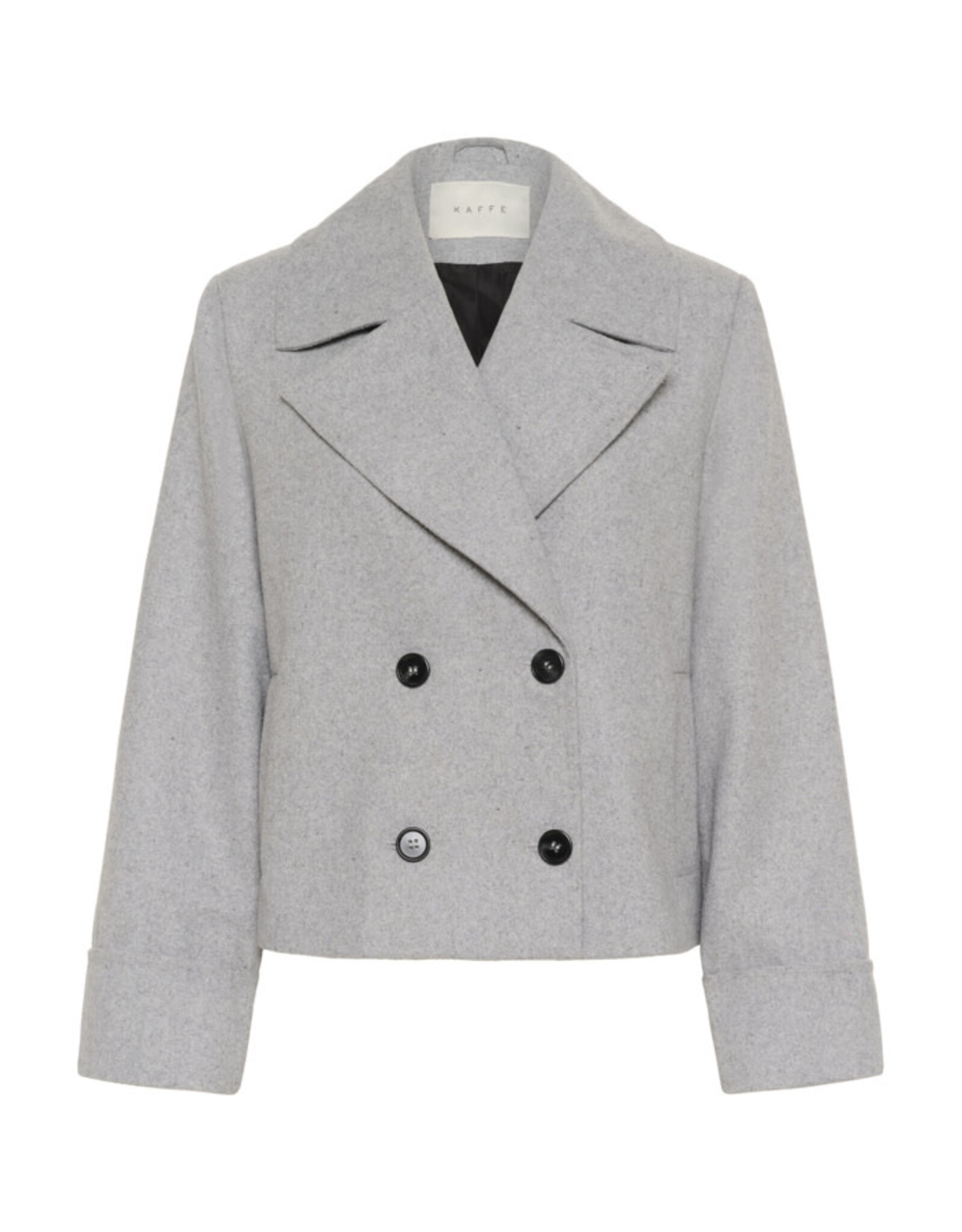 Kaffe Kaffe - Julia Cropped Double Breasted Coat (Light Grey Melange)
