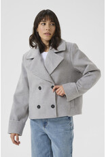 Kaffe Kaffe - Julia Cropped Double Breasted Coat (Light Grey Melange)